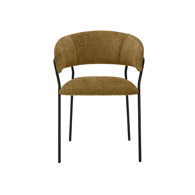 LABEL51 - Eetkamerstoel Luuk 58x45x80cm - Mustard Elite | Zwart Metaal
