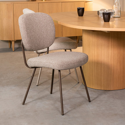 LABEL51 - Eetkamerstoel Singapore 49x63x90 cm - Mushroom Royal Boucle | Brons Metaal