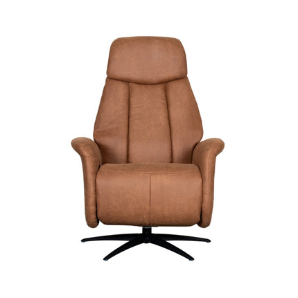 LABEL51 - Elektrische Fauteuil Oslo 79x87x112 cm - Cognac Micro Suede | Zwart Metaal