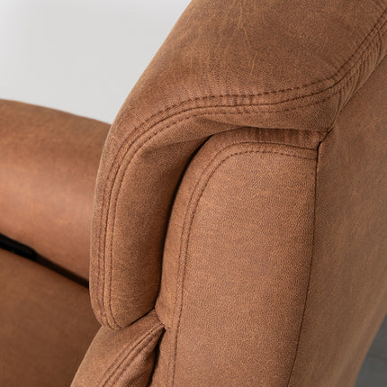 LABEL51 - Elektrische Fauteuil Oslo 79x87x112 cm - Cognac Micro Suede | Zwart Metaal