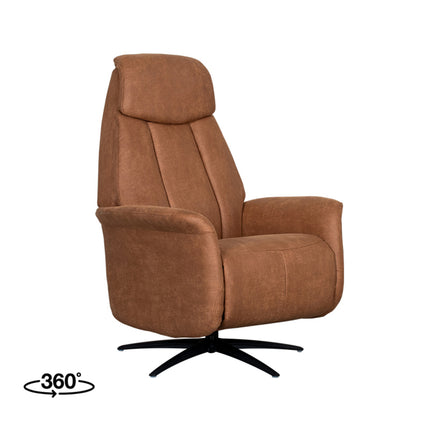 LABEL51 - Elektrische Fauteuil Oslo 79x87x112 cm - Cognac Micro Suede | Zwart Metaal