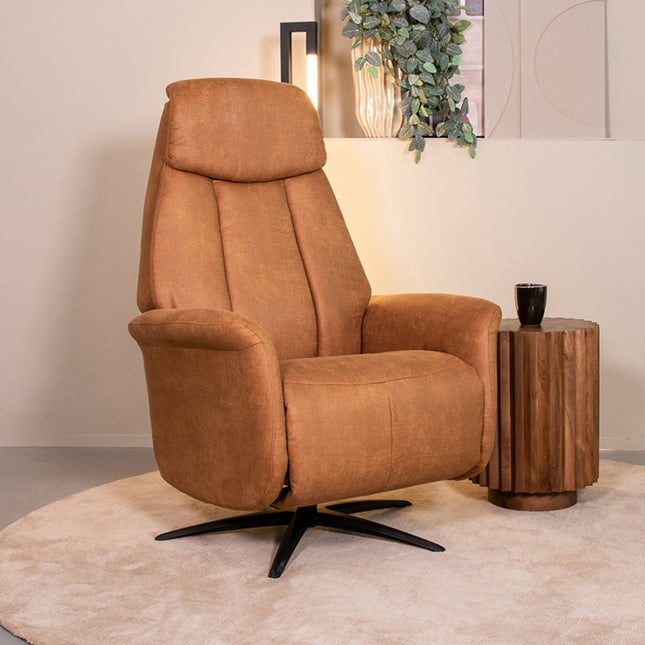 LABEL51 - Elektrische Fauteuil Oslo 79x87x112 cm - Cognac Micro Suede | Zwart Metaal