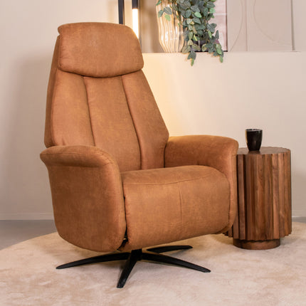 LABEL51 - Elektrische Fauteuil Oslo 79x87x112 cm - Cognac Micro Suede | Zwart Metaal