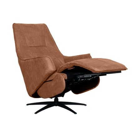 LABEL51 - Elektrische Fauteuil Odense 68x87x110 cm - Cognac Micro Suede | Zwart Metaal