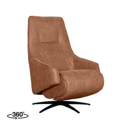 LABEL51 - Elektrische Fauteuil Odense 68x87x110 cm - Cognac Micro Suede | Zwart Metaal