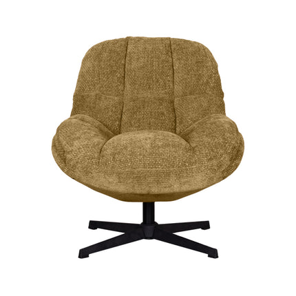 LABEL51 - Draaifauteuil Huxley 76x86x92 cm - Mustard Elite | Zwart Metaal