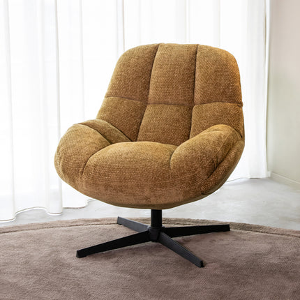 LABEL51 - Draaifauteuil Huxley 76x86x92 cm - Mustard Elite | Zwart Metaal