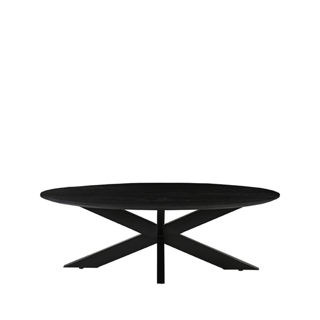 LABEL51 - Salontafel James 130x70x43 cm - Zwart Mangohout | Zwart Metaal