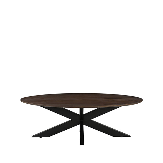 LABEL51 - Salontafel James 130x70x43 cm - Espresso Mangohout | Zwart Metaal