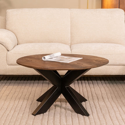 LABEL51 - Salontafel Otis 80x80x43 cm - Espresso Mangohout | Zwart Metaal