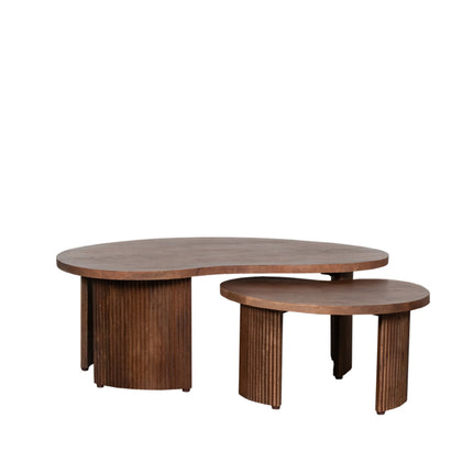 LABEL51 - Salontafel Set Timon 100x58x40 cm - Nature Smooth Mangohout