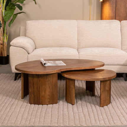 LABEL51 - Salontafel Set Timon 100x58x40 cm - Nature Smooth Mangohout