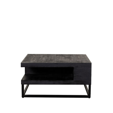 LABEL51 - Salontafel Cube 80x80x40 cm - Zwart Mangohout | Zwart Metaal
