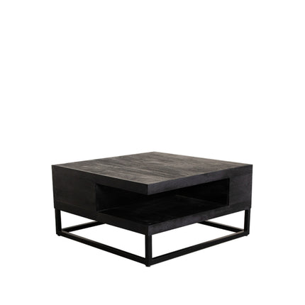 LABEL51 - Salontafel Cube 80x80x40 cm - Zwart Mangohout | Zwart Metaal