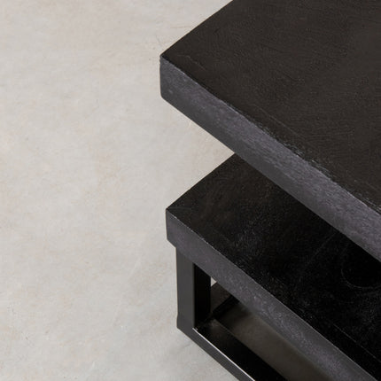 LABEL51 - Salontafel Cube 80x80x40 cm - Zwart Mangohout | Zwart Metaal