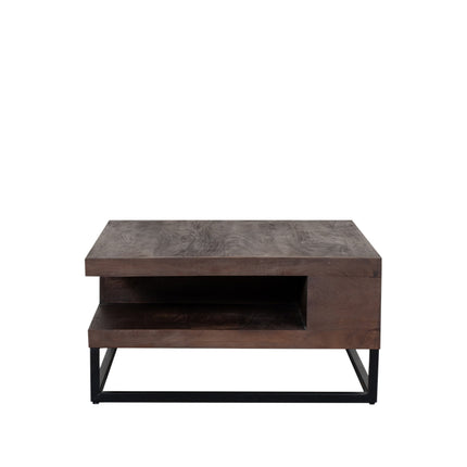 LABEL51 - Salontafel Cube 80x80x40 cm - Espresso Mangohout | Zwart Metaal