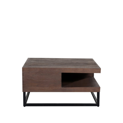 LABEL51 - Salontafel Cube 80x80x40 cm - Espresso Mangohout | Zwart Metaal