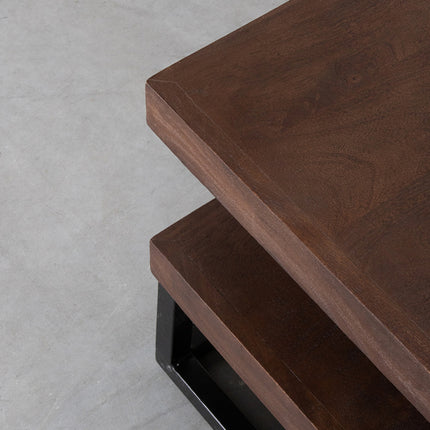 LABEL51 - Salontafel Cube 80x80x40 cm - Espresso Mangohout | Zwart Metaal
