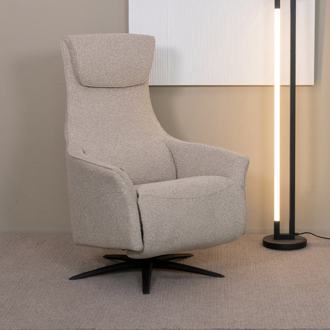 LABEL51 - Elektrische Fauteuil Lund 74x83x112 cm - Naturel Royal Boucle | Zwart Metaal