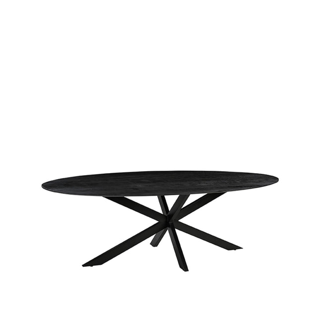 LABEL51 - Eettafel James 210x100x76 cm - Zwart Mangohout | Zwart Metaal
