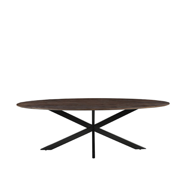 LABEL51 - Eettafel James 240x100x76 cm - Espresso Mangohout | Zwart Metaal
