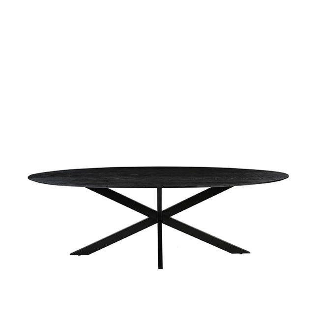 LABEL51 - Eettafel James 240x110x76 cm - Zwart Mangohout | Zwart Metaal