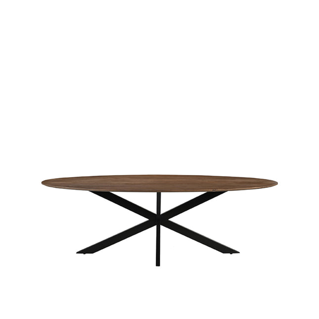 LABEL51 - Eettafel James 210x100x76 cm - Nature Smooth Mangohout | Zwart Metaal