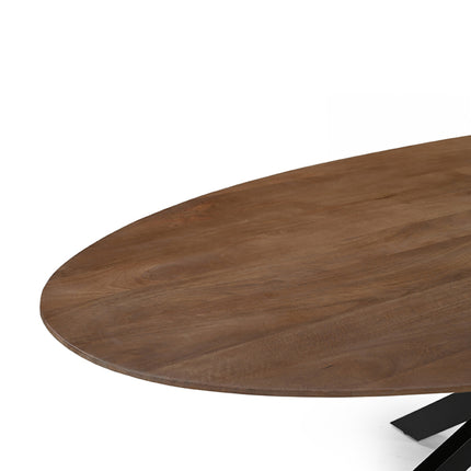 LABEL51 - Eettafel James 210x100x76 cm - Nature Smooth Mangohout | Zwart Metaal