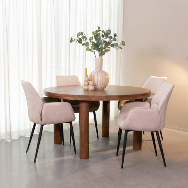 LABEL51 - Eettafel Elly 140x140x75 cm - Nature Smooth Mangohout