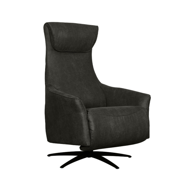 LABEL51 - Elektrische Fauteuil Lund 74x83x112 cm - Antraciet Micro Suede | Zwart Metaal