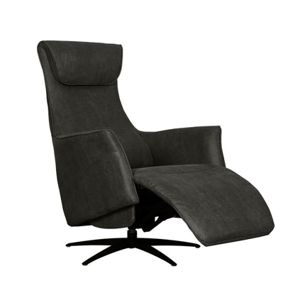 LABEL51 - Elektrische Fauteuil Lund 74x83x112 cm - Antraciet Micro Suede | Zwart Metaal