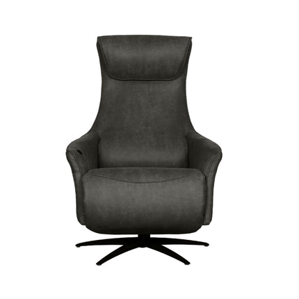 LABEL51 - Elektrische Fauteuil Lund 74x83x112 cm - Antraciet Micro Suede | Zwart Metaal