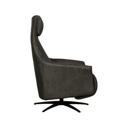 LABEL51 - Elektrische Fauteuil Lund 74x83x112 cm - Antraciet Micro Suede | Zwart Metaal