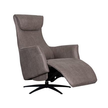 LABEL51 - Elektrische Fauteuil Lund 74x83x112 cm - Taupe Micro Suede | Zwart Metaal
