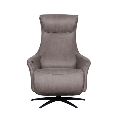 LABEL51 - Elektrische Fauteuil Lund 74x83x112 cm - Taupe Micro Suede | Zwart Metaal