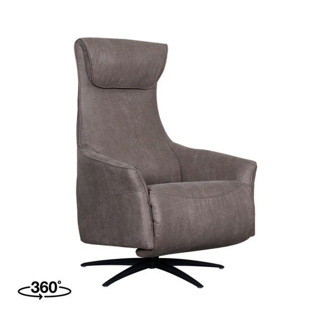 LABEL51 - Elektrische Fauteuil Lund 74x83x112 cm - Taupe Micro Suede | Zwart Metaal