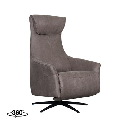 LABEL51 - Elektrische Fauteuil Lund 74x83x112 cm - Taupe Micro Suede | Zwart Metaal