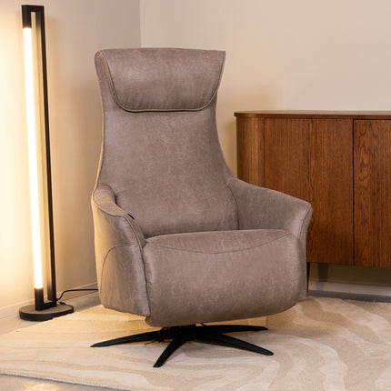 LABEL51 - Elektrische Fauteuil Lund 74x83x112 cm - Taupe Micro Suede | Zwart Metaal