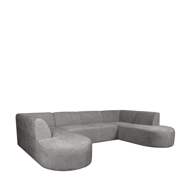 LABEL51 - U-Bank Espen 332x223x79 cm - Stone Elite | Zwart Hout