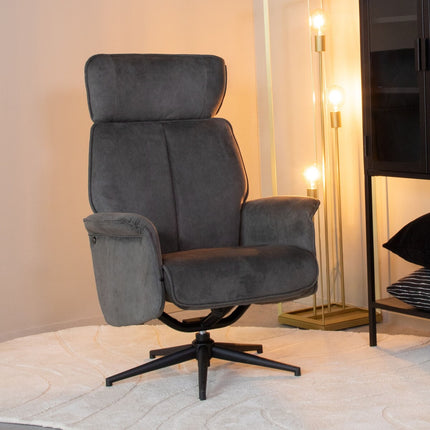 LABEL51 - Relaxfauteuil Verdal 77x79x109 cm - Antraciet Cosmo | Zwart Metaal