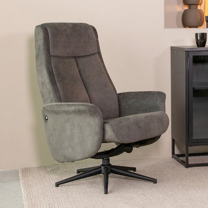 LABEL51 - Relaxfauteuil Bergen 77x76x105 cm - Antraciet Cosmo | Zwart Metaal