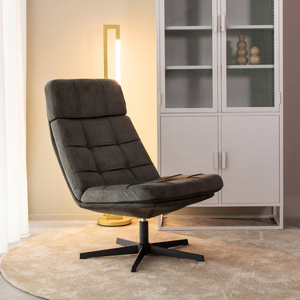 LABEL51 - Draaifauteuil Alvar 53x57x83 cm - Antraciet Cosmo | Zwart Metaal