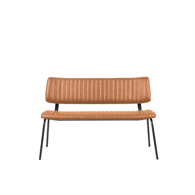 LABEL51 - Eetkamerbank Gusto 120x63x81 cm - Cognac Kunstleder | Zwart Metaal