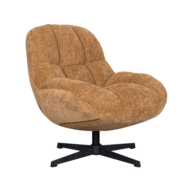 LABEL51 - Draaifauteuil Huxley 76x86x92 cm - Cognac Elite | Zwart Metaal