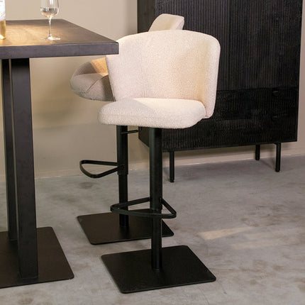 LABEL51 - Barkruk Wave 54x59x85-110 cm - Naturel Touch | Zwart Metaal