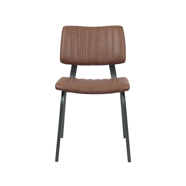 LABEL51 - Eetkamerstoel Gusto 46x56x79 cm - Bruin Kunstleder | Zwart Metaal