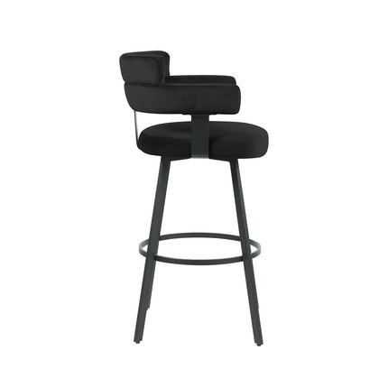 LABEL51 - Barkruk Bardio 56x52x101 cm - Zwart Fluweel | Zwart Metaal