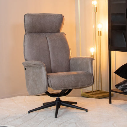 LABEL51 - Relaxfauteuil Verdal 77x79x109 cm - Taupe Micro Suede | Zwart Metaal