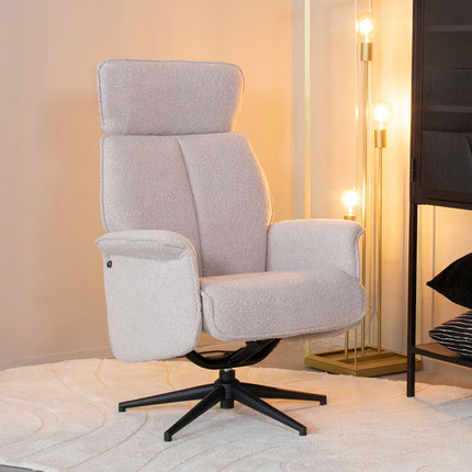LABEL51 - Relaxfauteuil Verdal 77x79x109 cm - Naturel Boucle | Zwart Metaal