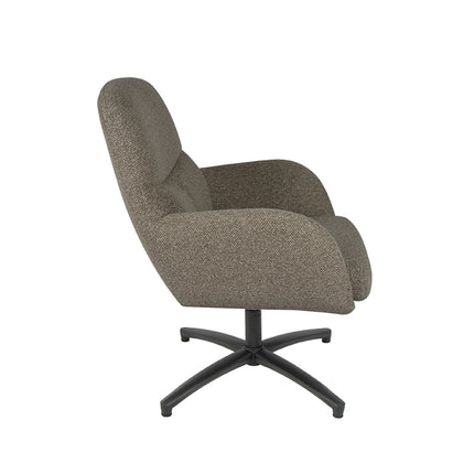 LABEL51 - Draaifauteuil Chill Zone 68x73x90 cm - Mushroom Royal Boucle | Zwart Metaal